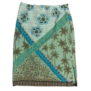 Tropical Print Skirt with Blue and Green Accents Size 10 City‎ Girl Nancy Bolen